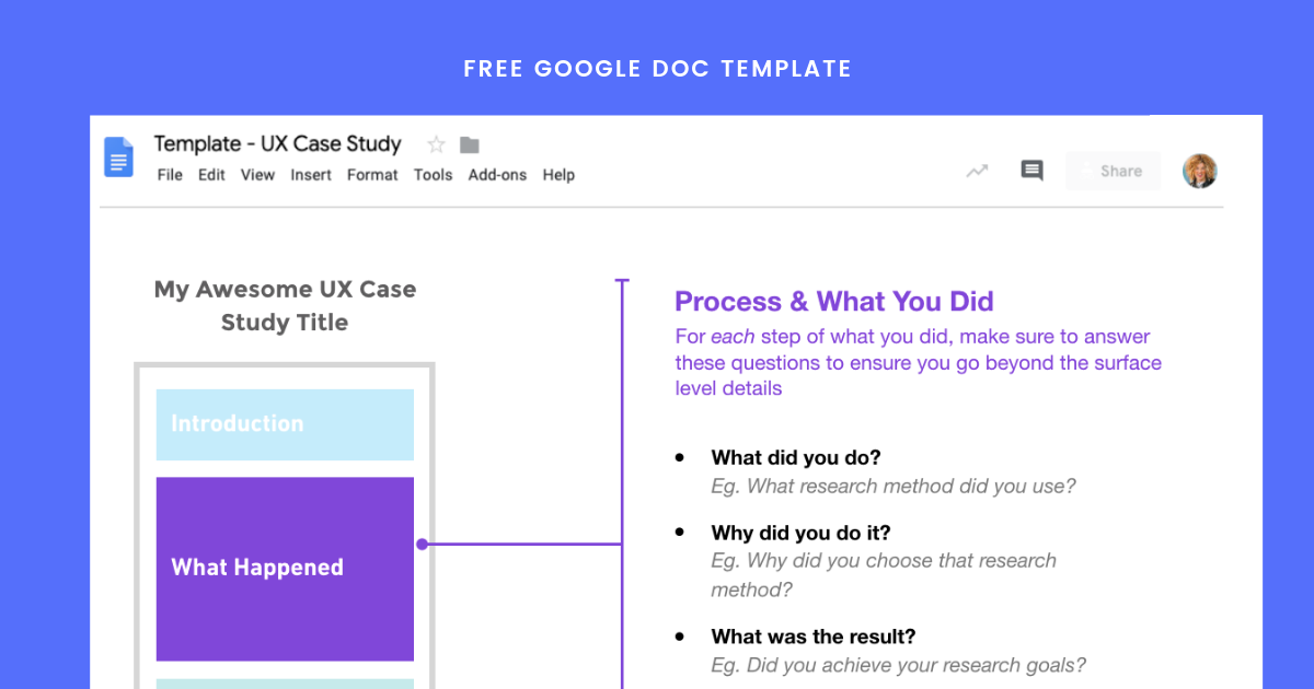 Free UX Case Study Template Get The Google Doc By Sarah Doody
