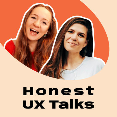 Logo for Honest UX Talks: It is a photo of the two hosts with the words "Honest UX Talks" under the photo